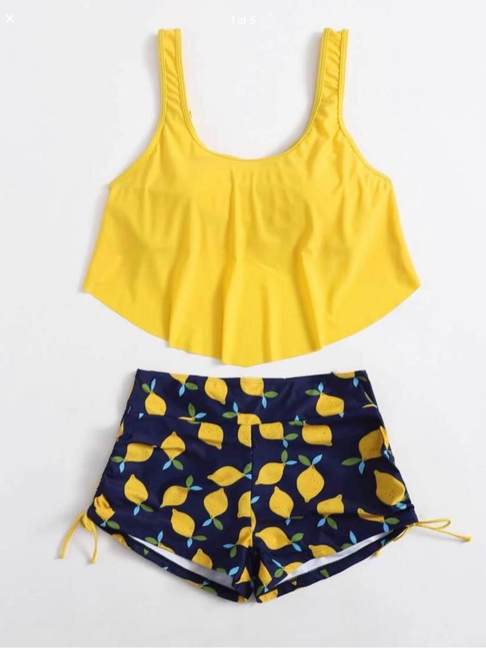 Plus Lemon Print Hanky Hem Bikini Swimsuit